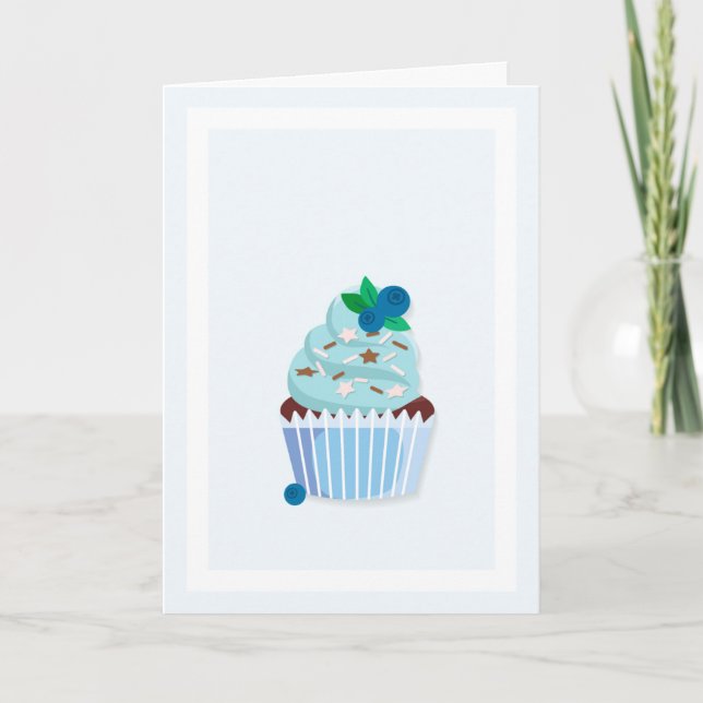 Carte Prenez un BREJY Joyeux Cupcake aux bleuets d'anniv (Devant)