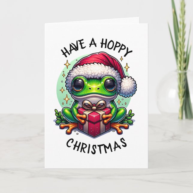 Carte Prenez un Noël Hoppy | Pun de grenouille (Devant)