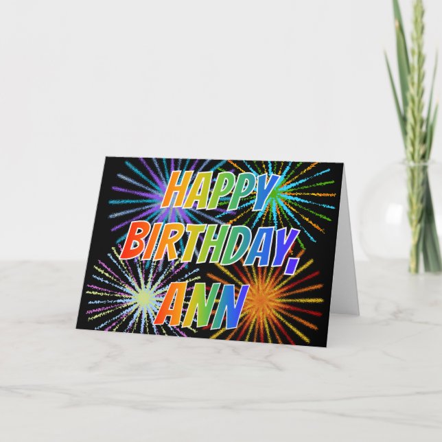 Carte Prénom "ANN" Fun "HEUREUX ANNIVERSAIRE" (Devant)