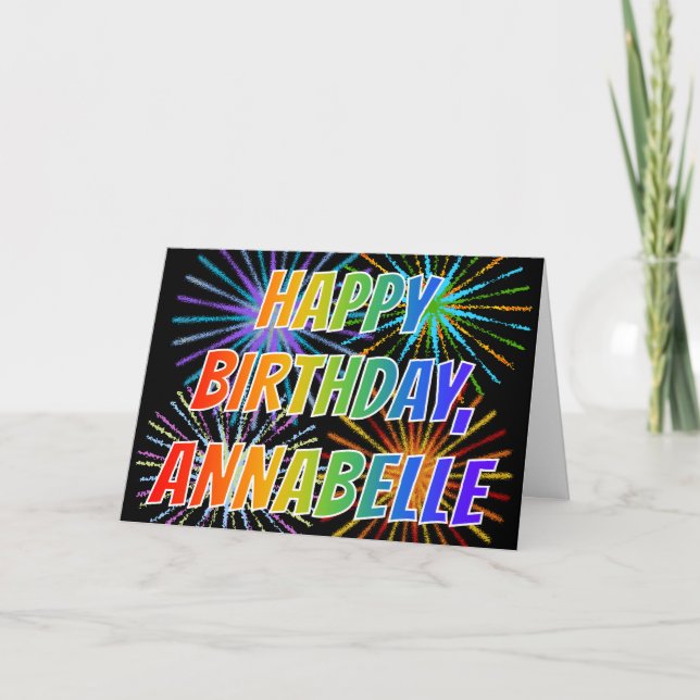 Carte Prénom "ANNABELLE" Fun "HEUREUX ANNIVERSAIRE" (Devant)