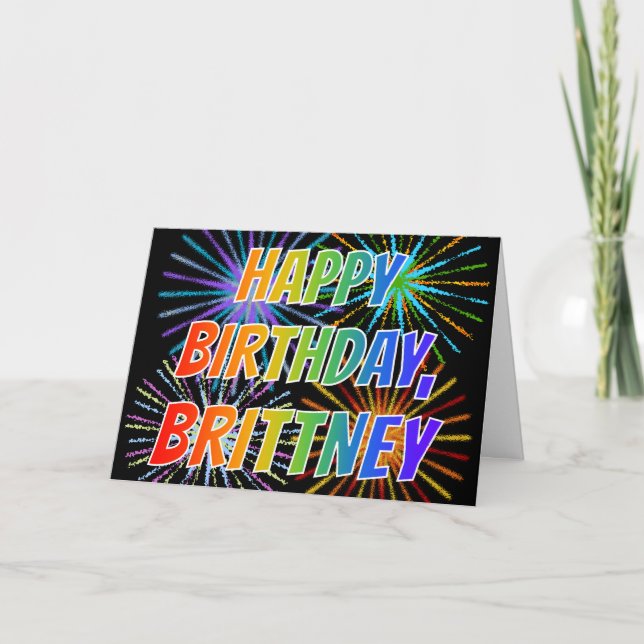 Carte Prénom "BRITTNEY" Fun "HEUREUX ANNIVERSAIRE" (Devant)