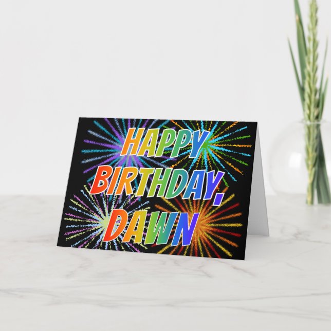 Carte Prénom "DAWN" Fun "HAPPY BIRTHDAY" (Devant)