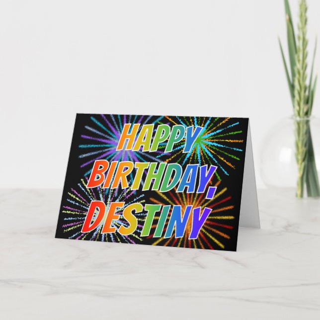 Carte Prénom "DESTINY" Fun "HEUREUX ANNIVERSAIRE" (Devant)