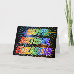 Carte Prénom "ELIZABETH" Fun "HEUREUX ANNIVERSAIRE"
