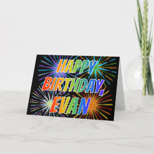 Carte Prénom "EVAN" Fun "HEUREUX ANNIVERSAIRE"