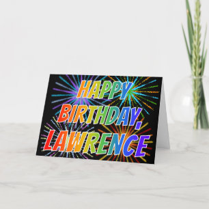 Carte Prénom "LAWRENCE" Fun "HEUREUX ANNIVERSAIRE"