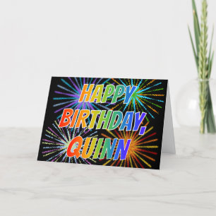 Carte Prénom "QUINN" Fun "HEUREUX ANNIVERSAIRE"