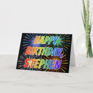 Carte Prénom "STEPHEN" Fun "HEUREUX ANNIVERSAIRE"