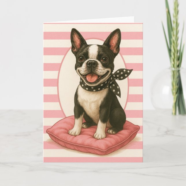 Carte Preppy Boston Terrier (Devant)