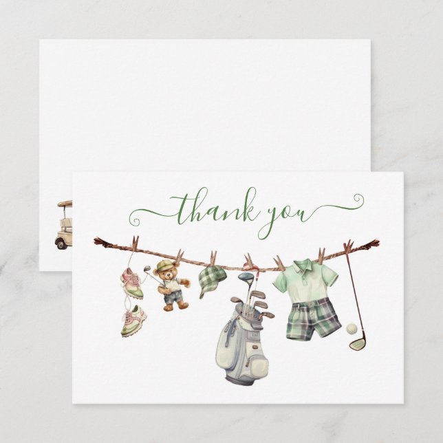 Carte Preppy Golf Clothesline Merci Note (Devant / Derrière)