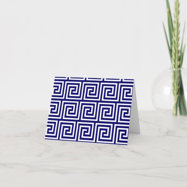Carte Preppy Navy Bleu Blanc Clé grecque Motif (Devant)