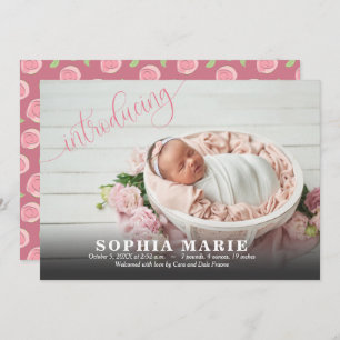 Carte Présentation des annonces de naissance rose photo