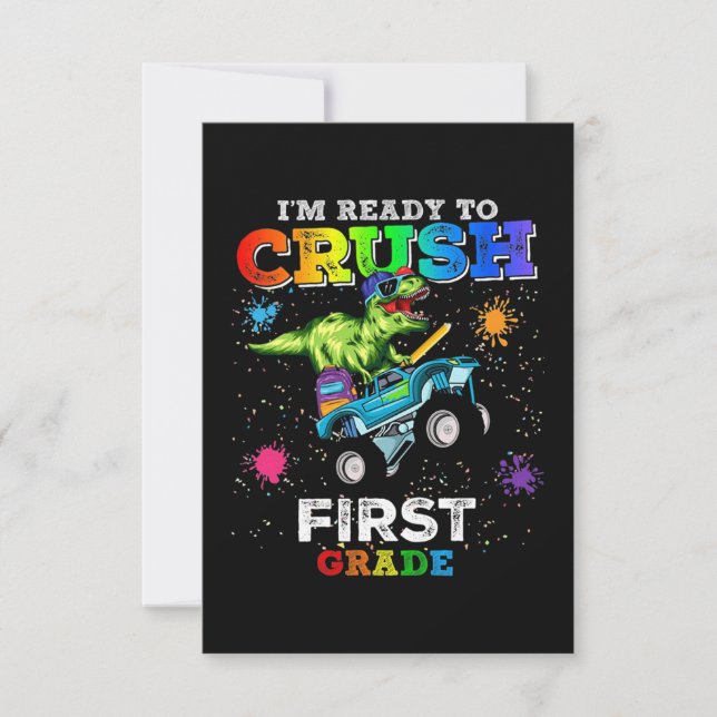 Carte Prêt à écraser le dinosaure de première année (Devant)