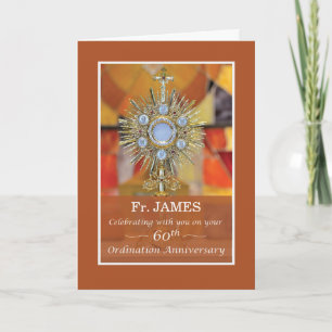 Carte Prêtre 60e Ordination Anniversaire Monstrance Host