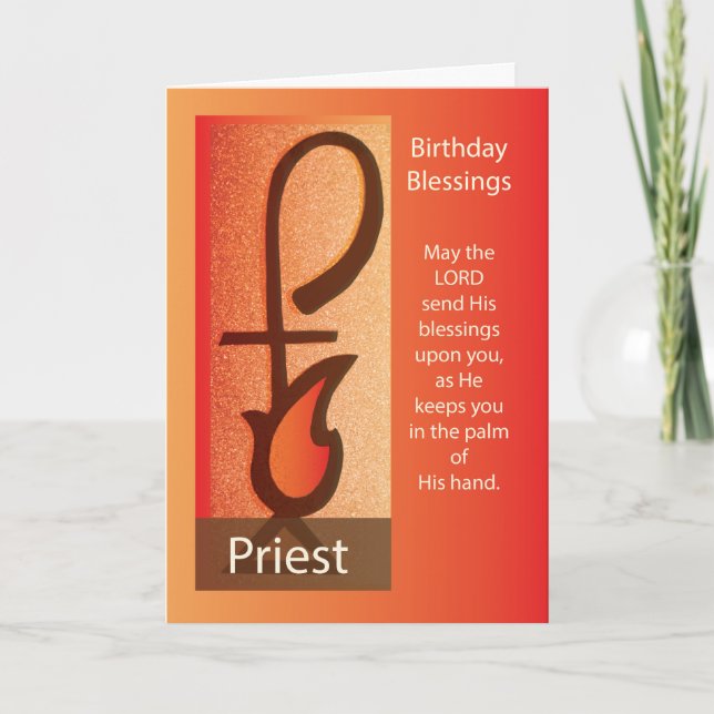 Carte Prêtre Anniversaire, Berger Personnel & Flamme Rel (Devant)