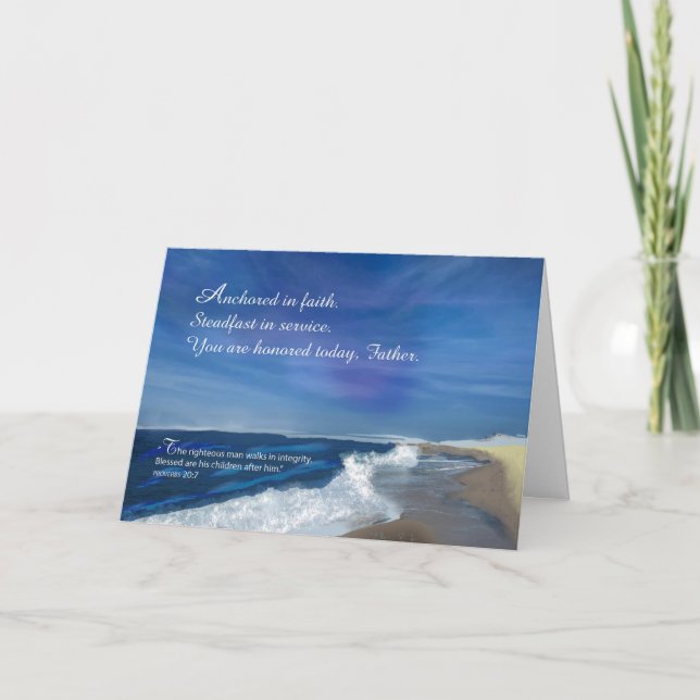 Carte Prêtre catholique Fête des pères religieuse Océan  (Devant)