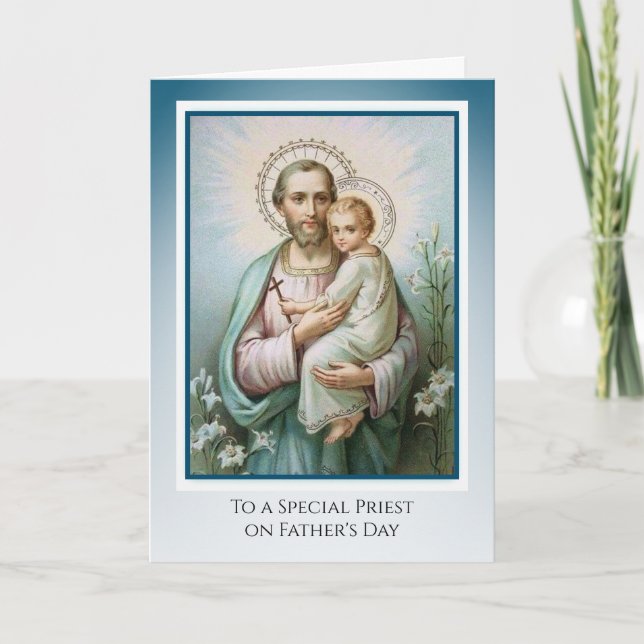 Carte Prêtre catholique Fête des pères Saint-Joseph Jésu (Devant)