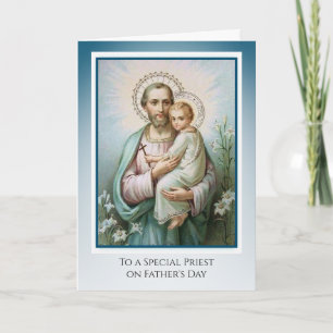 Carte Prêtre catholique Fête des pères Saint-Joseph Jésu