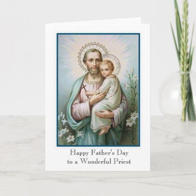 Carte Prêtre catholique Saint Joseph Enfant Jésus Fête d (Devant)
