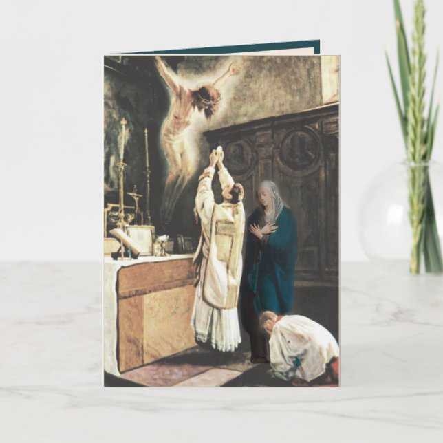Carte Prêtre catholique Vierge Marie Prière religieuse (Devant)