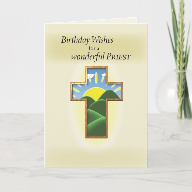 Carte Prêtre de la Croix d'Anniversaire (Devant)
