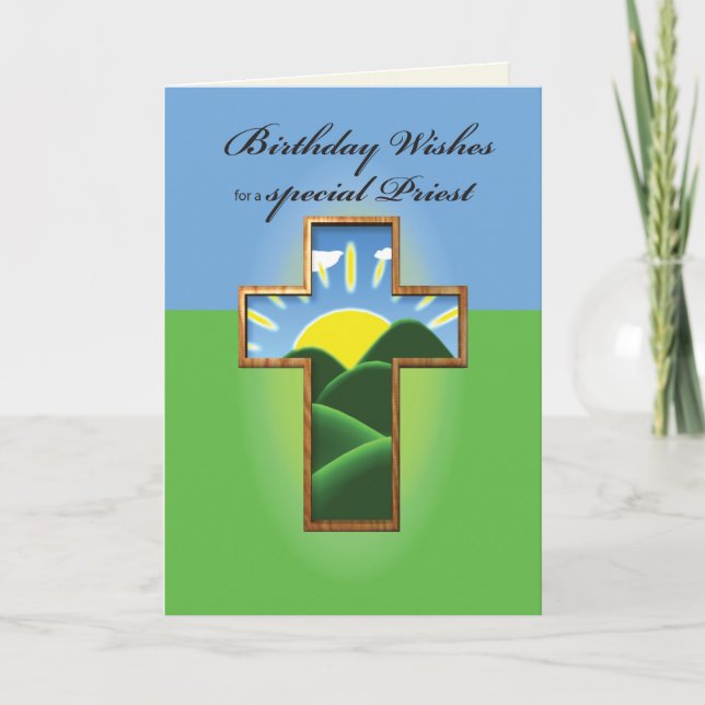 Carte Prêtre de la Croix d'Anniversaire (Devant)