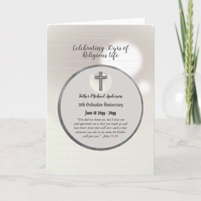 Carte Prêtre d'Ordination du 30e anniversaire - N'IMPORT (Devant)