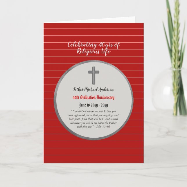 Carte Prêtre d'Ordination du 40e anniversaire - N'IMPORT (Devant)