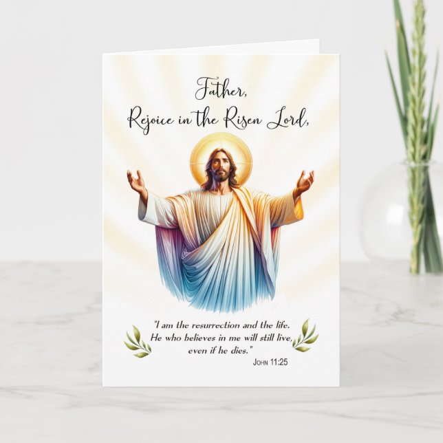 Carte Prêtre Pâques Jésus est ressuscité Réjouissez Écri (Devant)