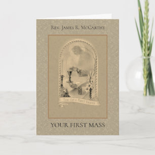 CARTE PRETRE PREMIÈRE MESSE CALICE HOTE ORDINATION