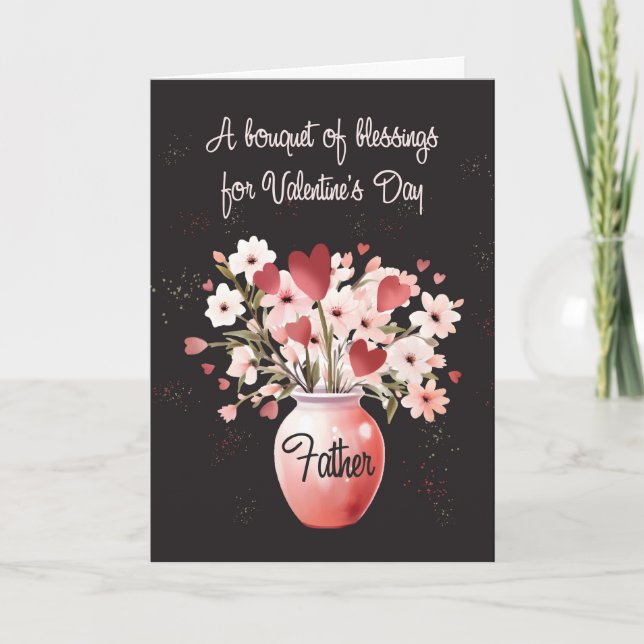 Carte Prêtre Valentines Religieuses Jour Bouquet Bénédic (Devant)