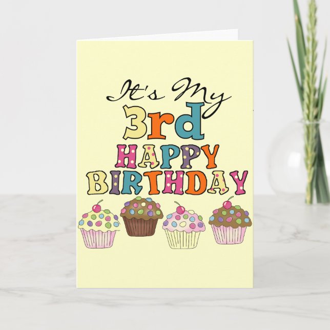 Carte Pretty Cupcakes 3e Anniversaire Tshirts et cadeaux (Devant)