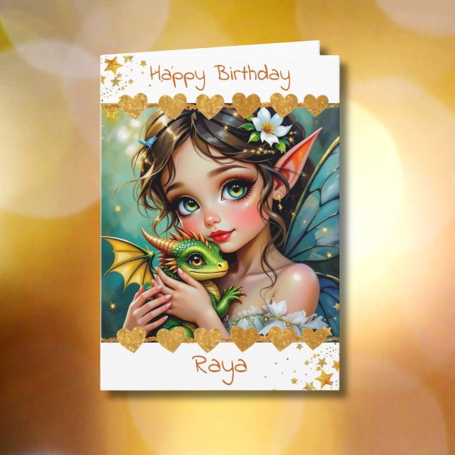 Carte Pretty  Fairy and Dragon Themed Girl's Birthday (Créateur téléchargé)