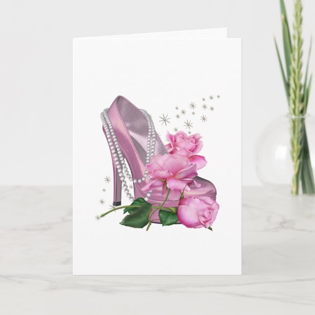 Carte Pretty pink Hi Heel Rose (Devant)