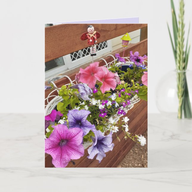 Carte Pretty Purple & Pink Petunias et Fairy Garden (Devant)