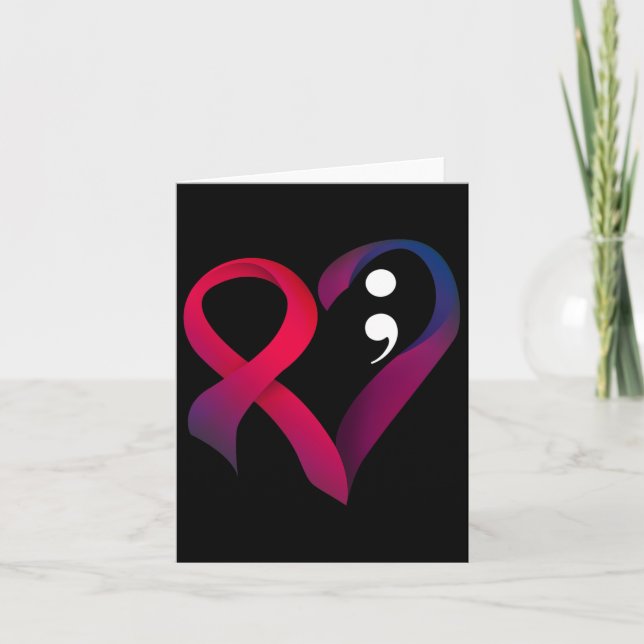 Carte Prévention du suicide Coeur Semicolon Santé mental (Devant)