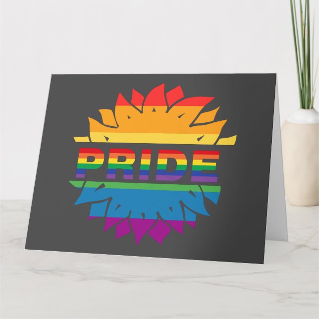 Carte Pride-gay lgbtq queer arc-en-ciel tournesol (Devant)