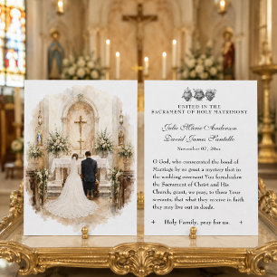 Carte Prière catholique de mariage pour la mariée et le 