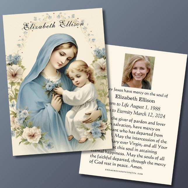 Carte Prière commémorative catholique Marie et Jésus (Créateur téléchargé)