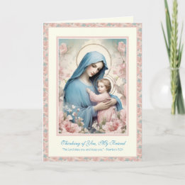 Carte Prière d'amitié religieuse Marie et Jésus bénis 