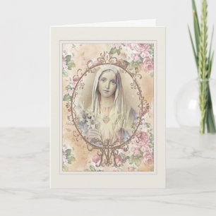 Carte Prière d'amitié religieuse Vierge Marie Vintage
