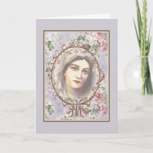 Carte Prière d'amitié religieuse Vierge Marie Vintage C