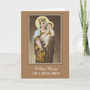 Carte Prière d'anniversaire de prêtre catholique de