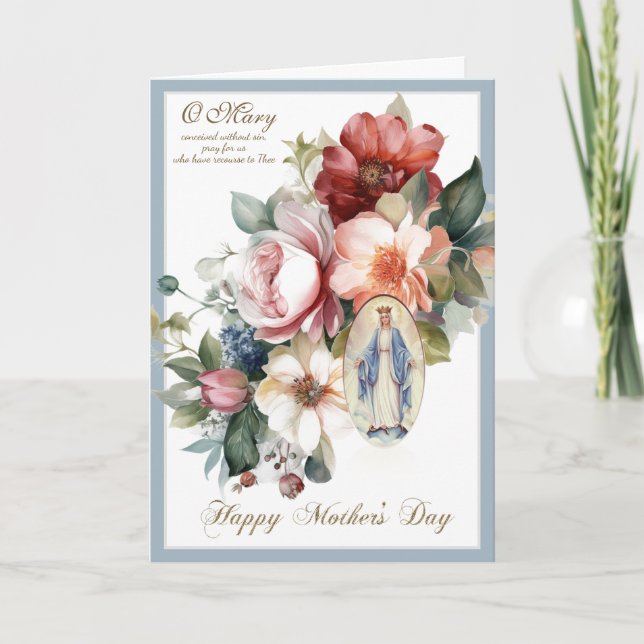 Carte Prière de la Fête des mères florales religieuses (Devant)