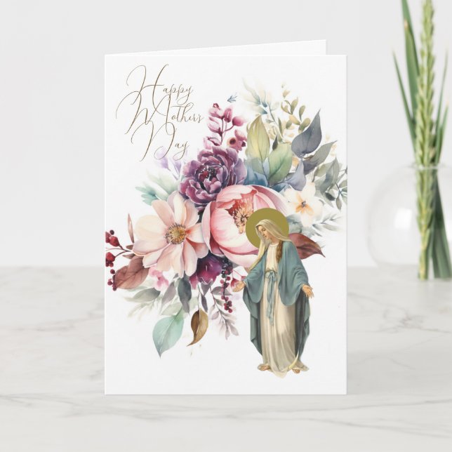 Carte Prière de la Fête des mères florales religieuses (Devant)
