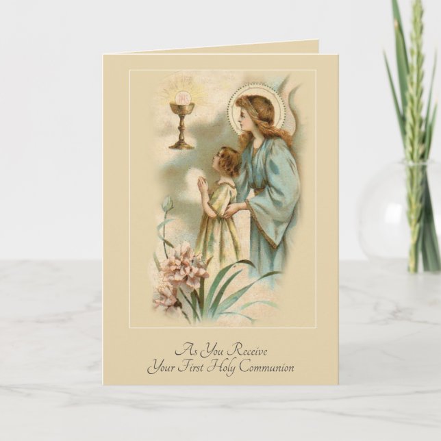 Carte Prière de la première communion catholique traditi (Devant)