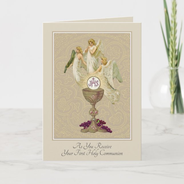 Carte Prière de la première communion catholique traditi (Devant)