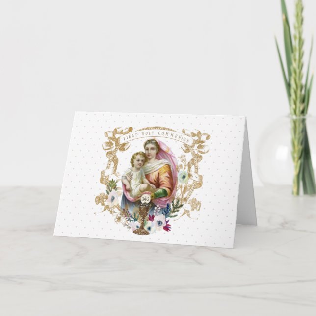 Carte Prière de la Première Sainte Communion Catholique  (Devant)