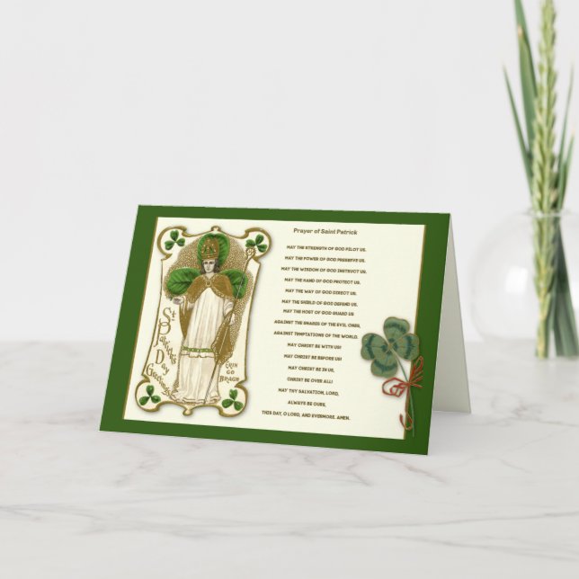 Carte Prière de la Saint Patrick Shamrocks religieux (Devant)