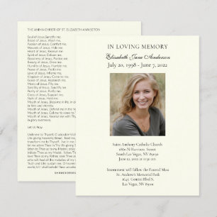 Carte Prière de photos funéraires Religieux Catholique